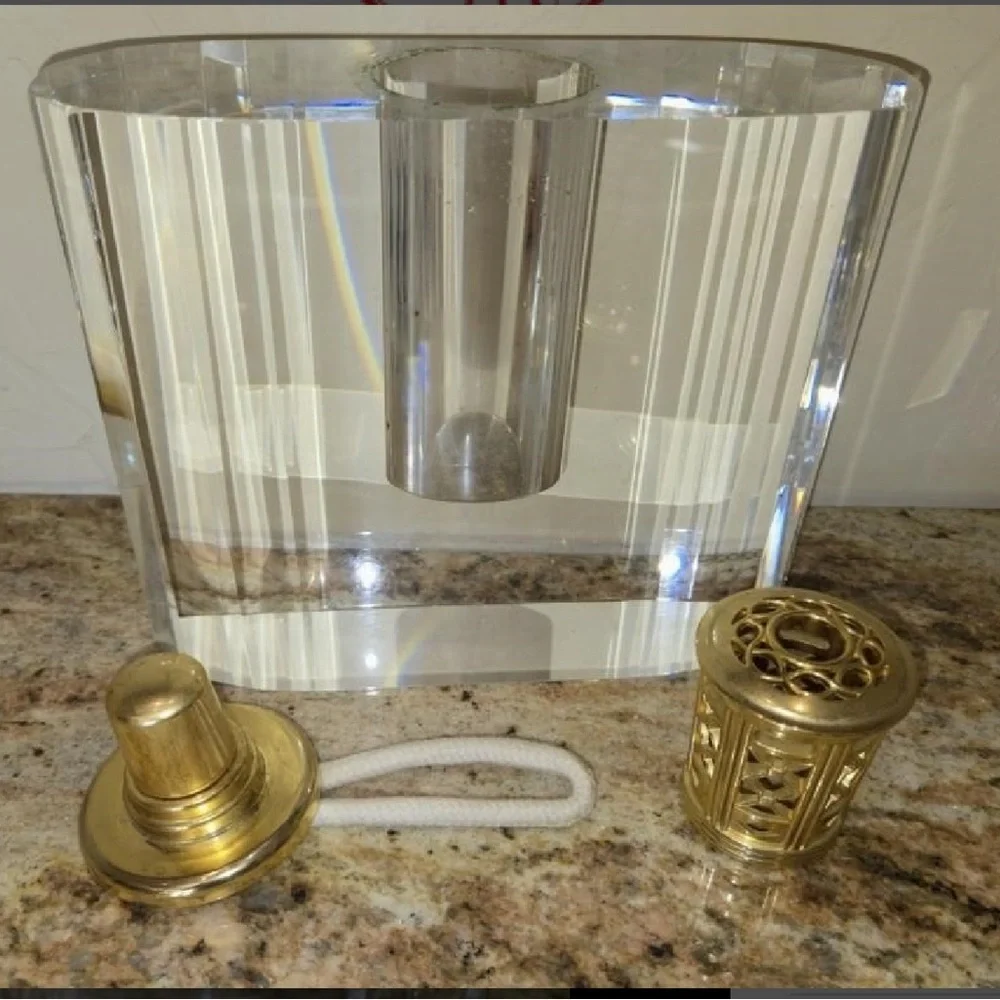 Rare Krystalique Large Fragrance Lamp by Scentier Vintage Crystal Gold Catalytic